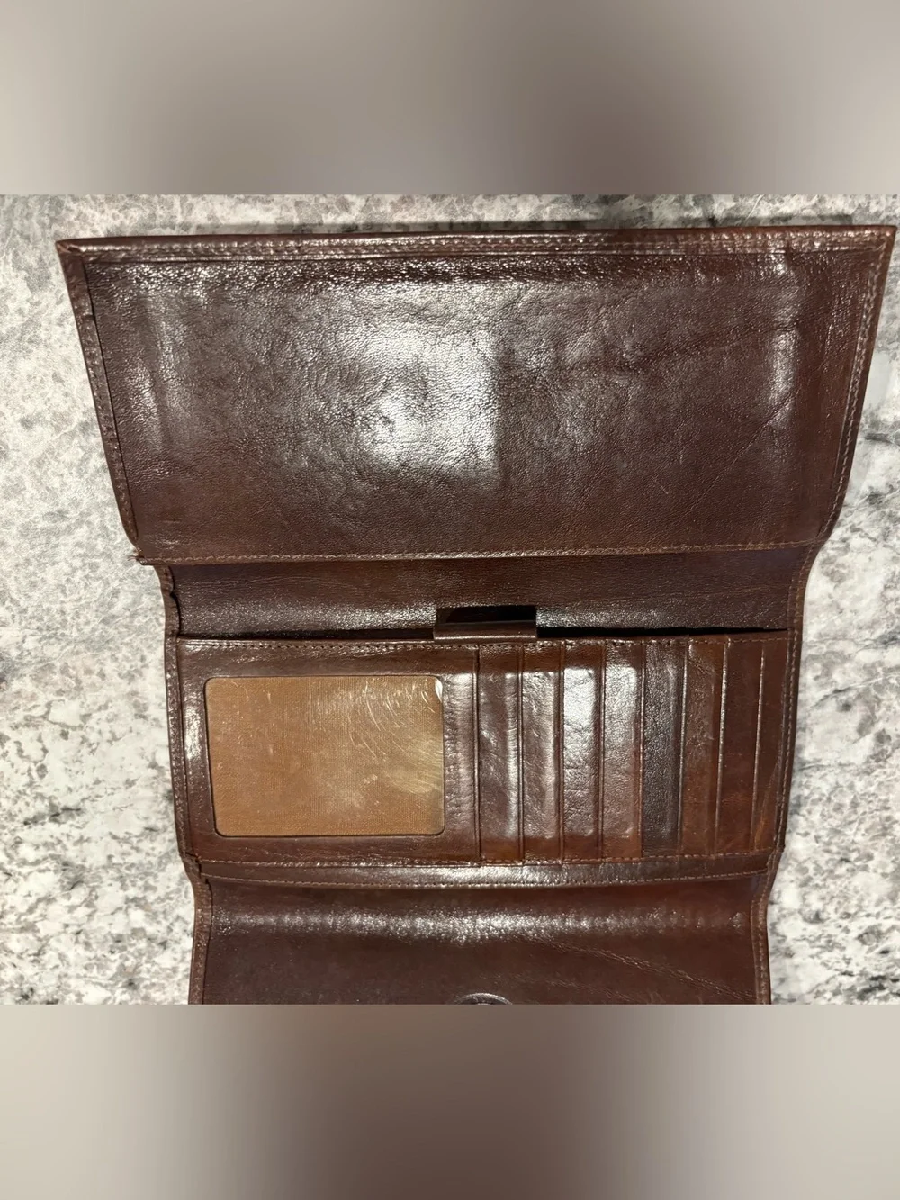 Brahmin Brown Woven Leather Checkbook Wallet